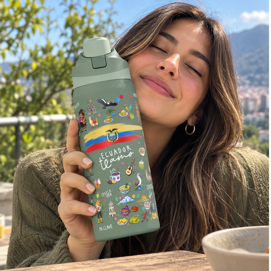 Ecuador Te Amo Water Bottle – 32oz Insulated Water Bottle