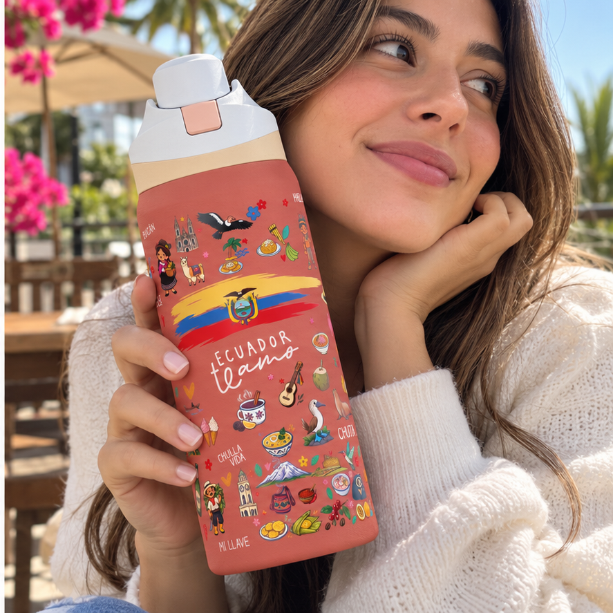Ecuador Te Amo Water Bottle – 32oz Insulated Water Bottle
