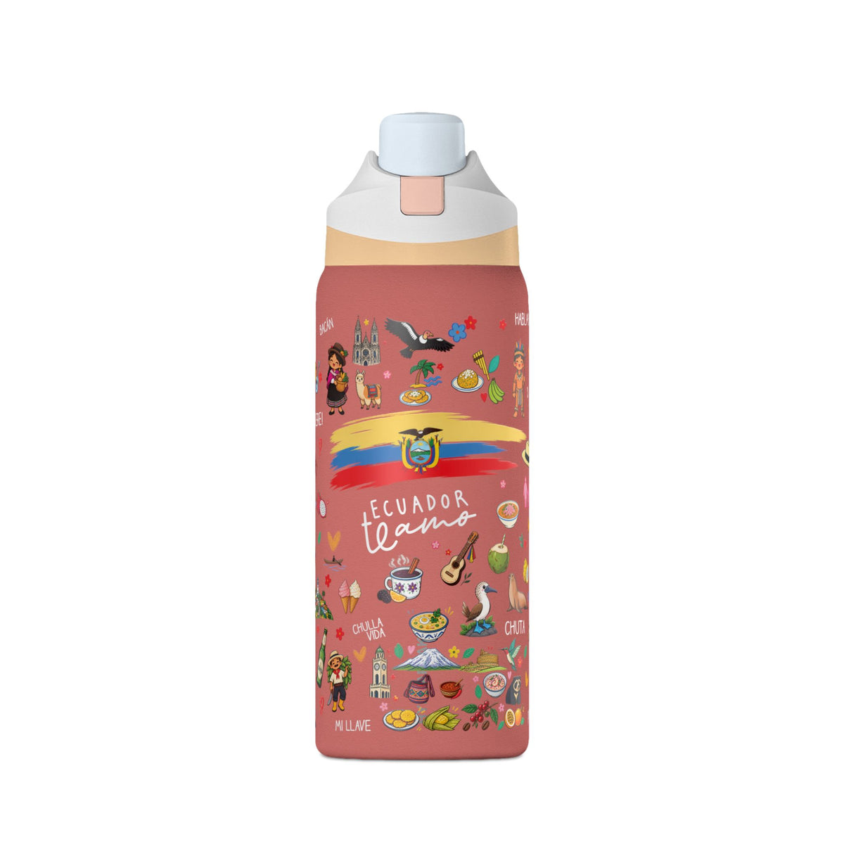 Ecuador Te Amo Water Bottle – 32oz Insulated Water Bottle